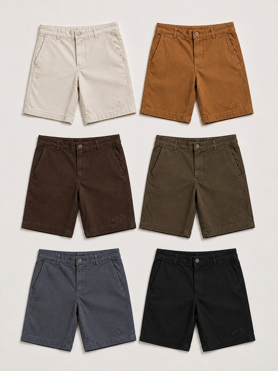Seis bermudas de sarja Bransk em cores neutras