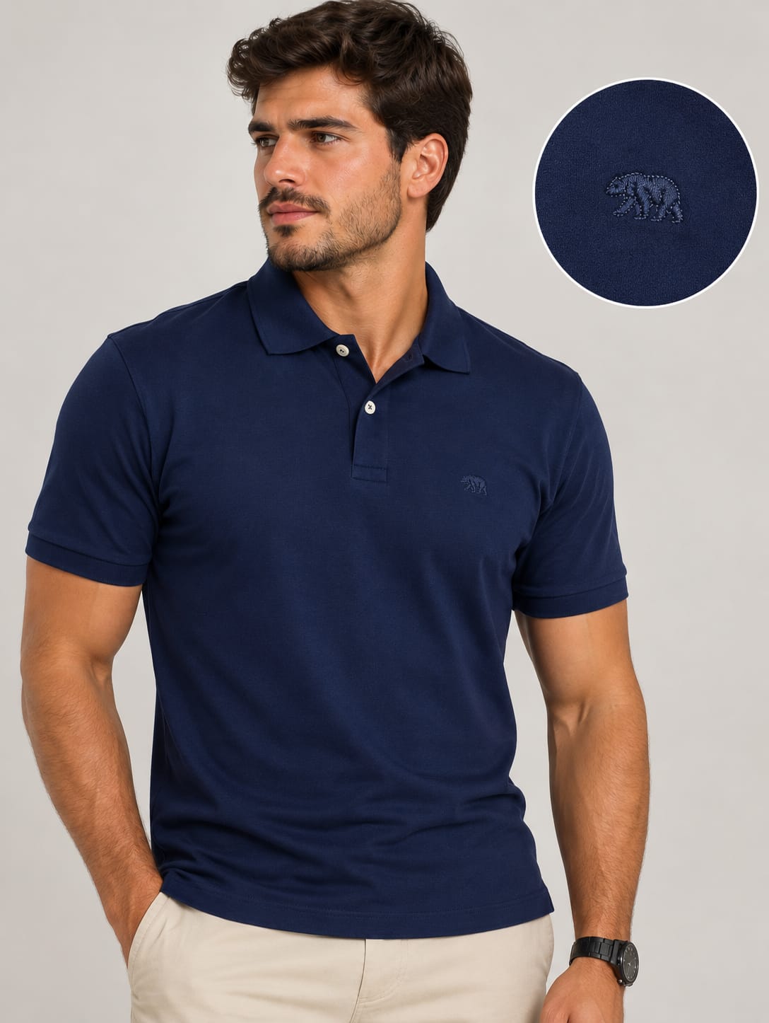 Homem de polo piquet azul-marinho Bransk